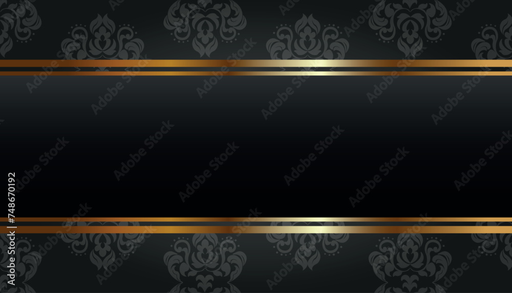 Premium black casino background with golden frame and floral seamless ornament Premium black casino background with golden frame and floral seamless ornament