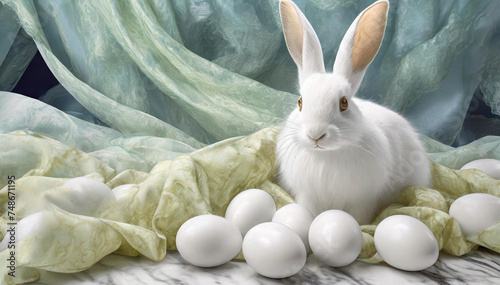 Święta wielkanocne, biały królik photo