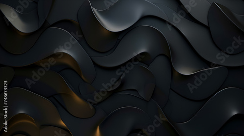 Black wavy background. 3d render ,Black waves abstract geometric corporate background ,  abstract background design with black colors elegant photo