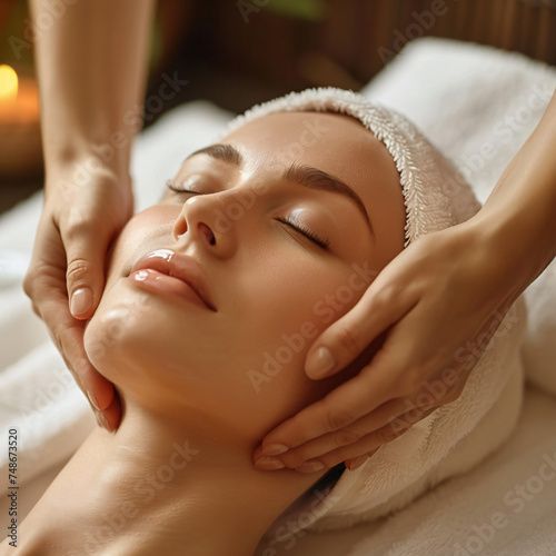 Face massage. Woman and spa treatments. Beauty and you