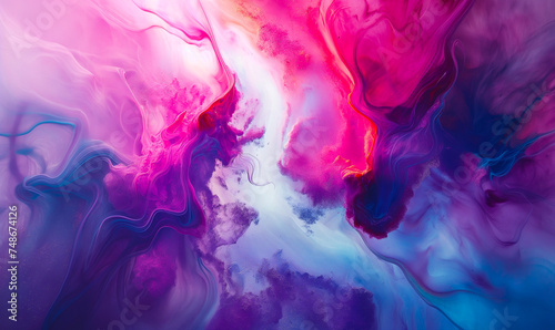 Mesmerizing Abstract Ink Clouds in a Surreal Pink and Blue Sky