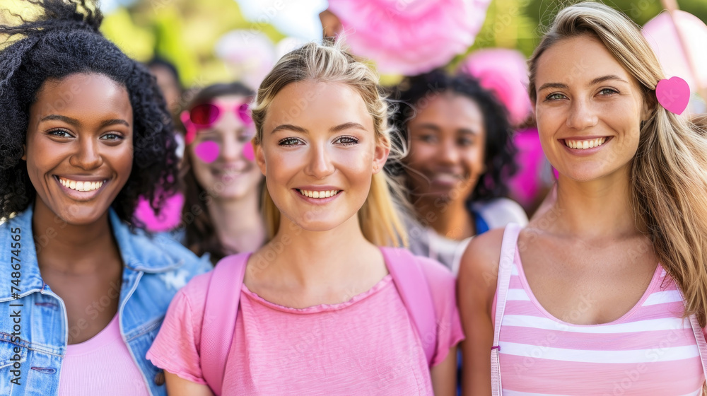 A group of women of diverse backgrounds standing next to each other in a row A group of women of diverse backgrounds standing next to each other in a row