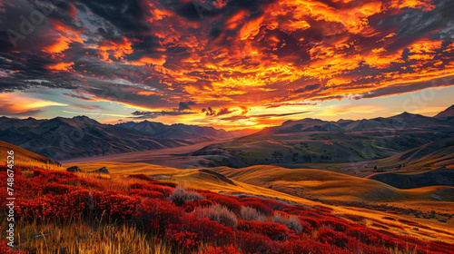 Fiery Hills Sunset © levit