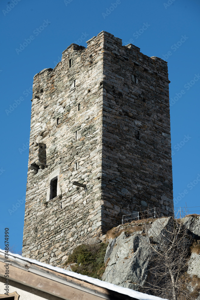 Turm in Hospental, Kanton Uri, Schweiz