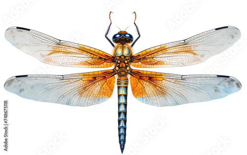 Intricate Dragonfly Drawing on white background © FMSTUDIO