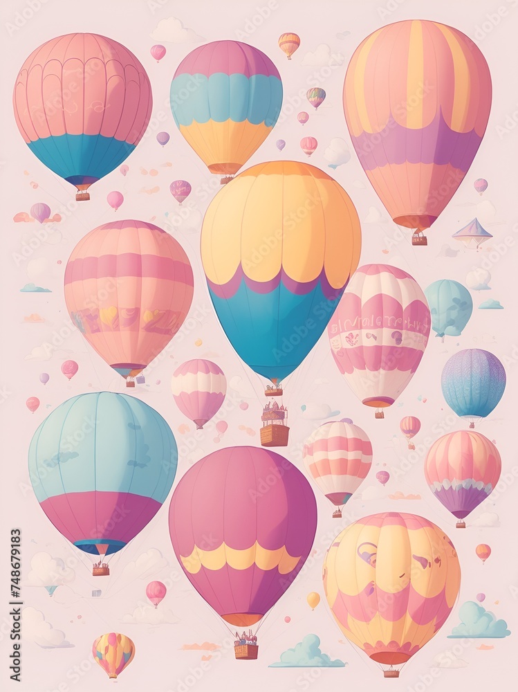 Naklejka premium balloon collection wallpaper, pastel balloon collection