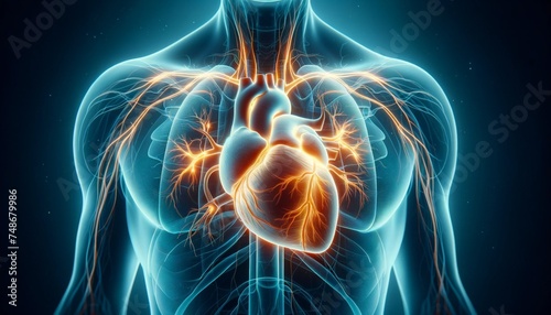 X-ray View of Healthy  Glowing Heart