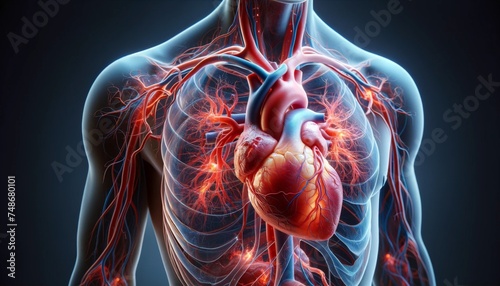 X-ray View of Healthy, Glowing Heart