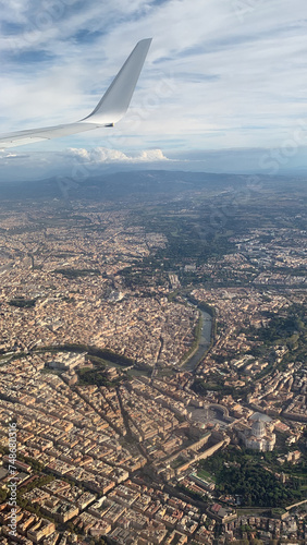 Rome and Vatican city viewed from an airplane. Rome, Italy