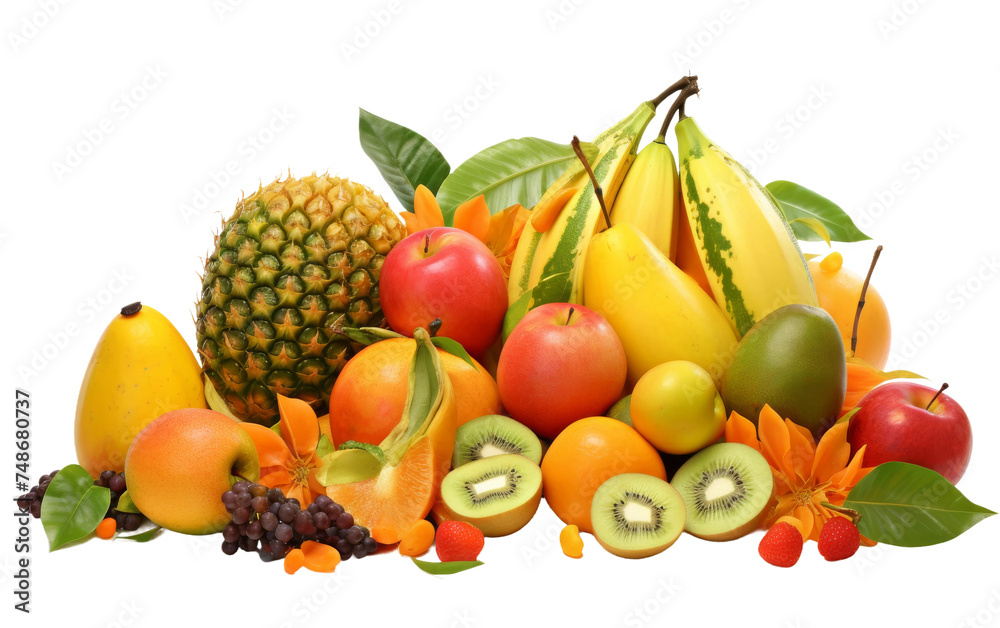 Tropical Fruit Fiesta on white background Tropical Fruit Fiesta on white background