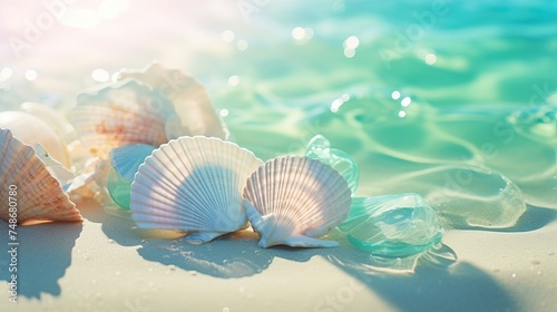 Coastal Treasures  White Sea Shells by Turquoise Waters