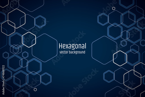 Vector hexagon technology background. Abstract hexagons background with lines and dots. Design for science, medicine, or technology.