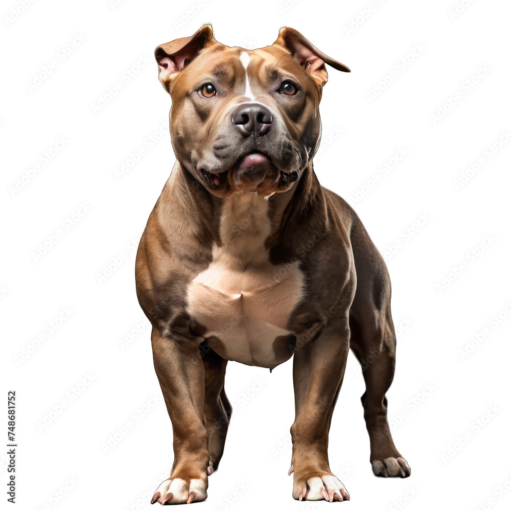 Isolated English Bulldog on White Background, Sitting Bull Terrier Puppy with Cute Expression