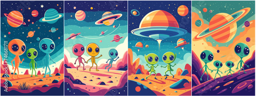 Extraterrestrial Exploration: Alien on Mars Vector Pack