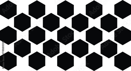 Black Hexagonal Seamless Pattern Vector