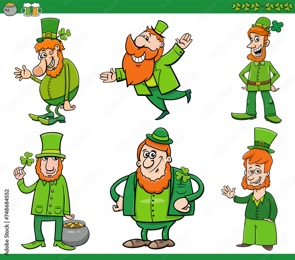 cartoon Leprechaun characters on Saint Patrick day set cartoon Leprechaun characters on Saint Patrick day set
