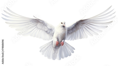 Tranquil Dove in Flight for Peace on white background