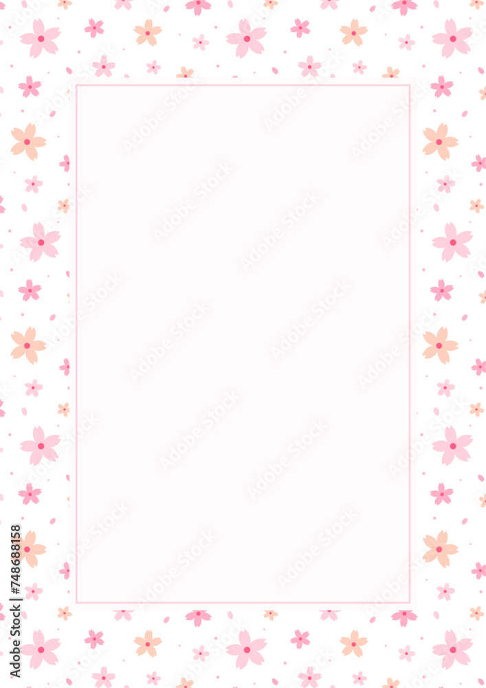 Cherry blossom flowers pattern design frame template background.