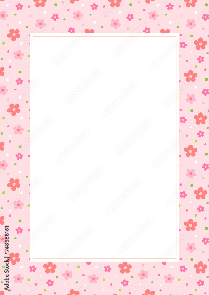 Cute flowers pattern design frame template background.