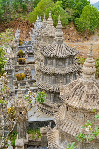 Bas-relief patterns of weather towers.
Thong Lam Lo Son Pagoda. Vietnam, a suburb of Nha Trang. The country's largest statue of Buddha Amitabha. photo