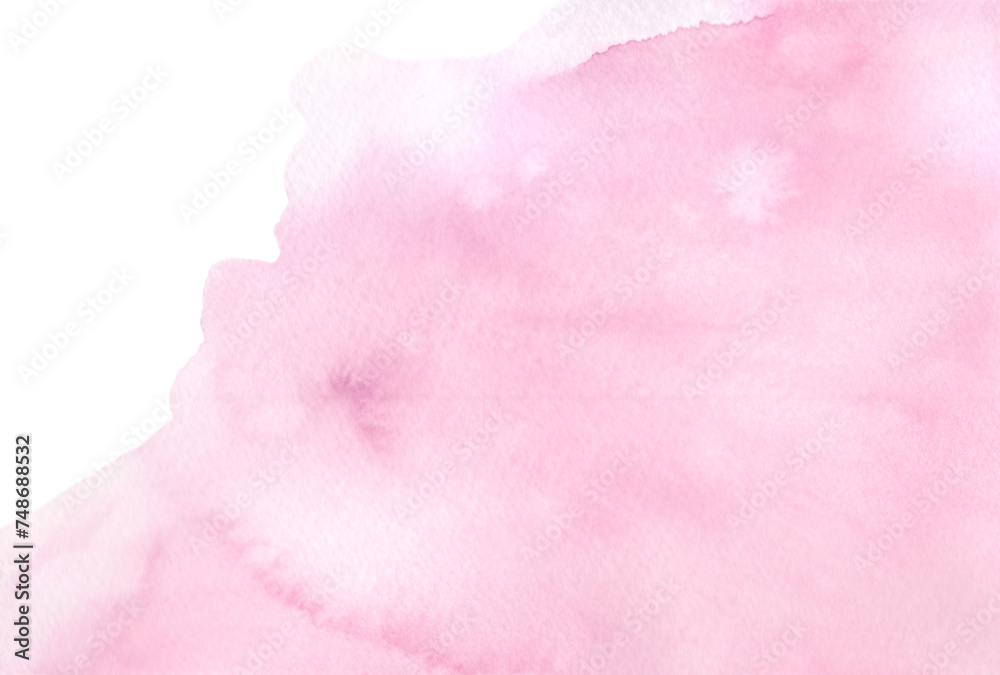 Abstract watercolor background with gradient in pastel pink shades, hand-drawn. A banner for design, decoration with a place for text. The texture of watercolor on paper. A watercolor blur.
