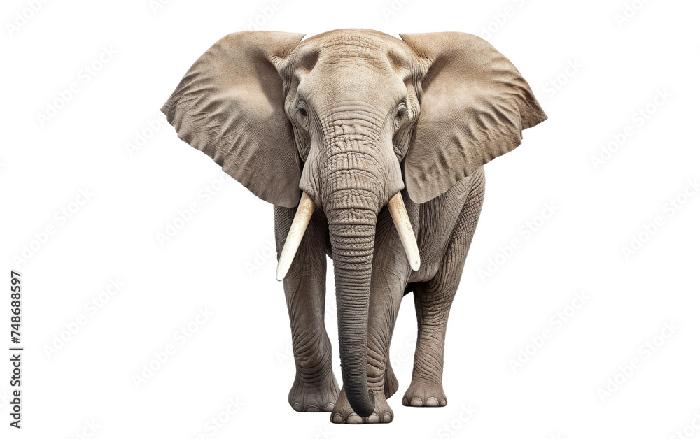 Powerful Elephant Stance on white background
