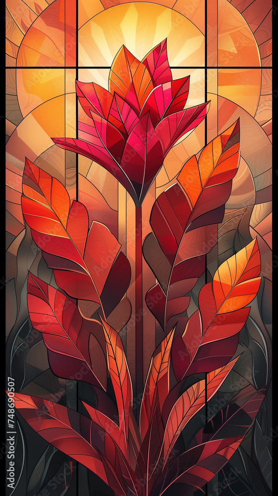 Seamless pattern with flowers, leaves, and abstract colors for a vintage wallpaper or nature-inspired design. 