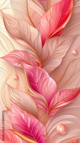 Seamless pattern with flowers, leaves, and abstract colors for a vintage wallpaper or nature-inspired design. 