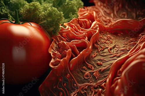 slice of a tomato and lettuce wrap