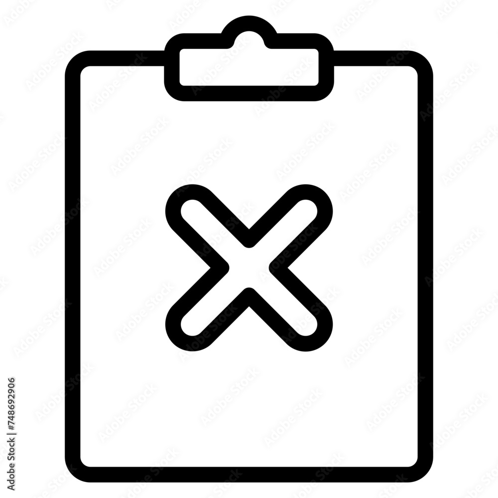Obraz premium Cancel clipboard and delete task list line icon. Cancellation and rejection survey