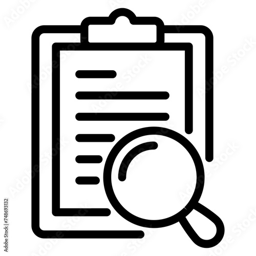 Inspection, clipboard task with magnifiying glass icon