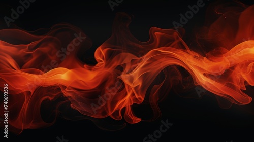 Abstract flames of fire with burning smoke on black background for display products