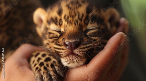captivating wildlife closeup featuring the sweet innocence of a newborn baby leopard cub