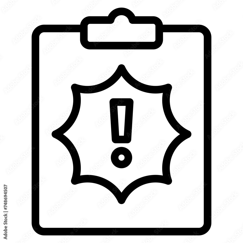 Clipboard with exclamation mark. Document file error notification. Clipboard with exclamation mark. Document file error notification.