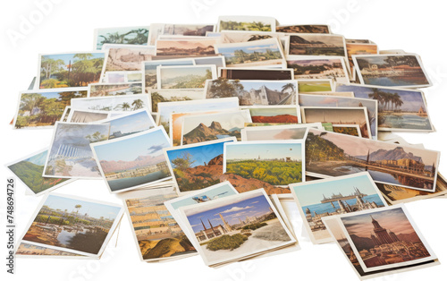 Vintage Postcard Collection with Different Landmarks on white background