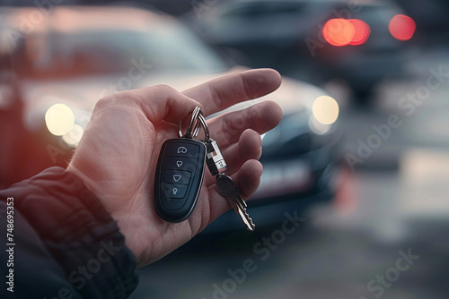 person holding a car key, hand holding a car key, buying a car, selling a car