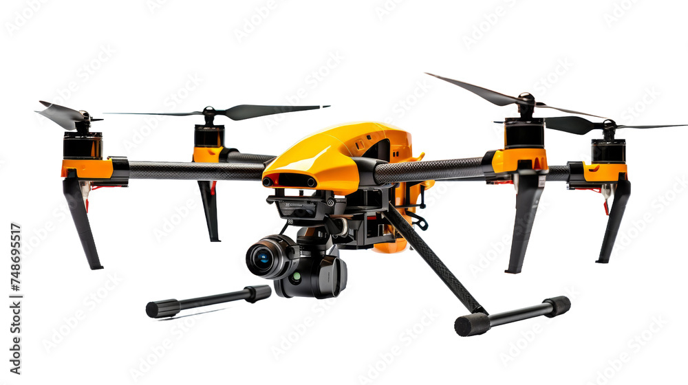 Compact and Powerful Drone with Advanced Aerial Capabilities on white background
