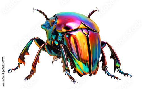 Metallic-Like Beetle Exoskeleton on white background