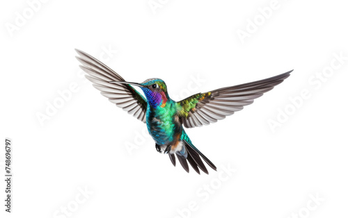 The Graceful Flight of a Hummingbird on white background