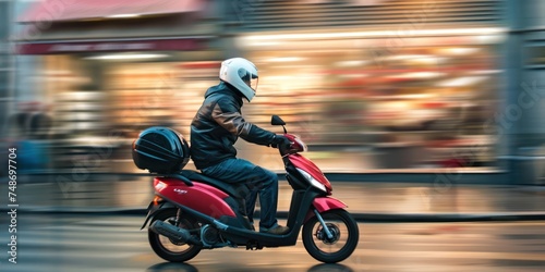 Fast motorbike delivery goods to customer order, fast delivery 