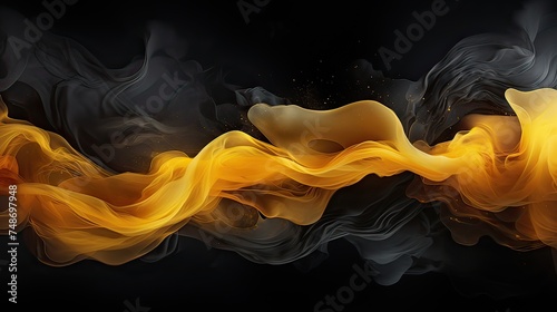Merging black and yellow smoke. Abstract background