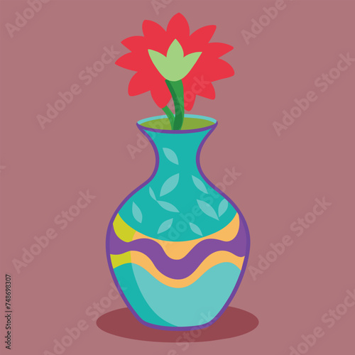 vase with flower vector illustration 