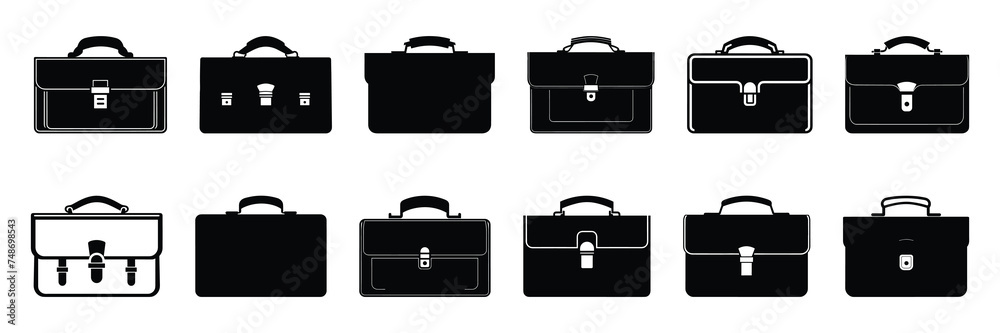 Briefcase businessman silhouettes set, large pack of vector silhouette design, isolated white background Briefcase businessman silhouettes set, large pack of vector silhouette design, isolated white background