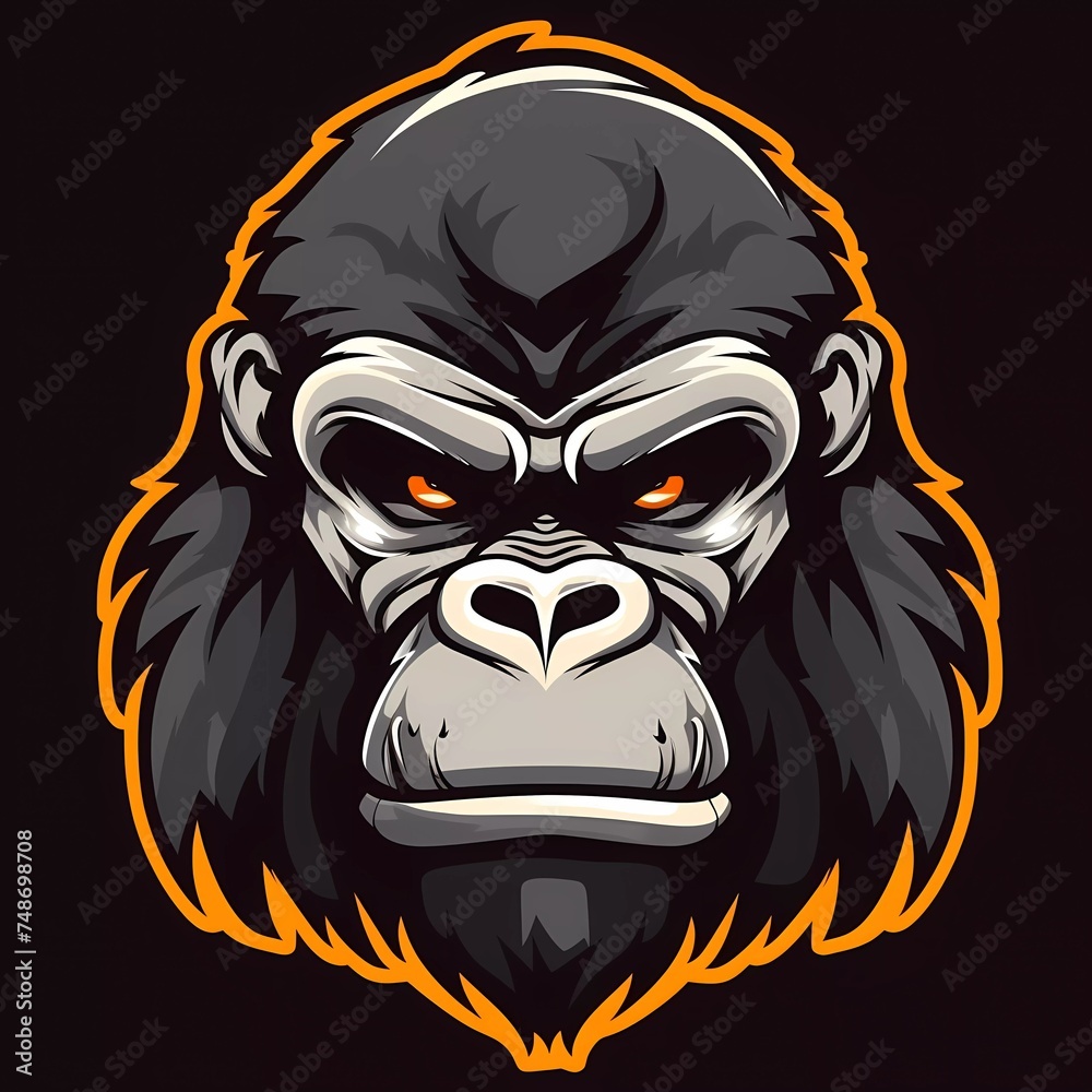 Gorilla head mascot vector with logo illustration. generative ai