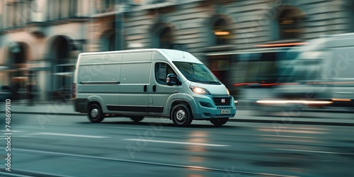 delivery van driving with fast motion stop effect  © Borin
