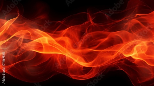 Abstract flames of fire with burning smoke floating up on black background for display and design