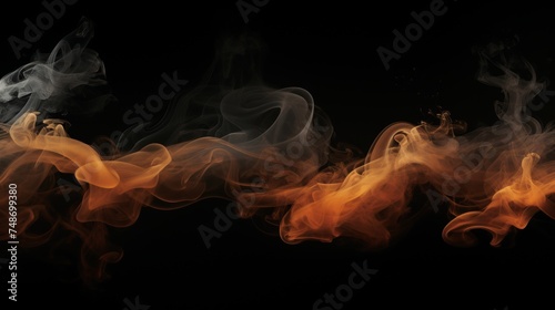 Abstract flames and burning smoke on dark background for product display and showcase