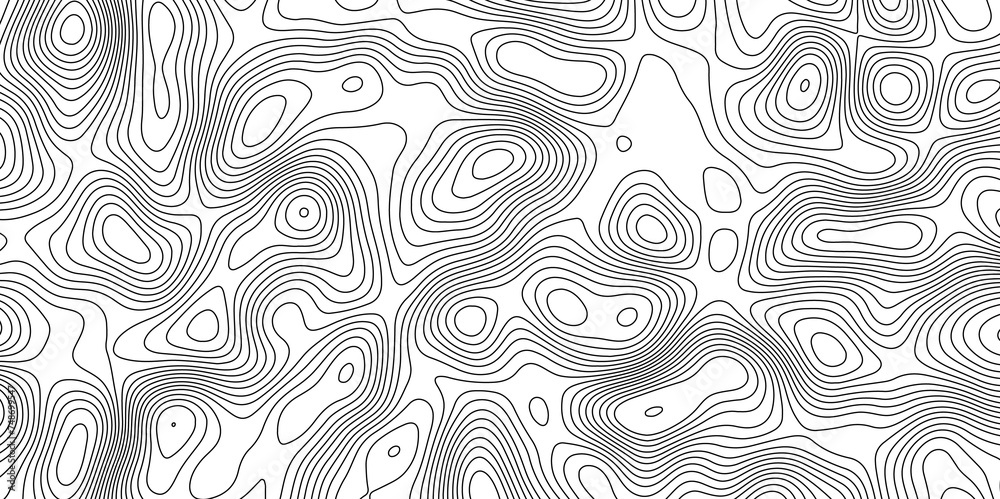 Abstract topographic contours map background. Panorama view gradient multicolor wave curve lines banner background design. Black-white background from Ocean topographic.