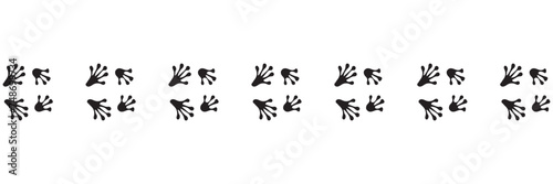 Frog or toad paw footprint. Silhouette. Front and hind frog legs. Black pow vector . Paw print of amphibian, frog, toad, lizard, salamander, newt. Icon, symbol. Print, textile, postcard, t-shirt.
