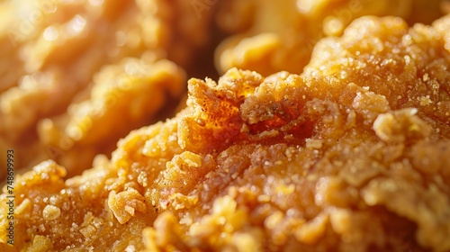 delicious deep fried chicken with crunchy coating and warm tones photo